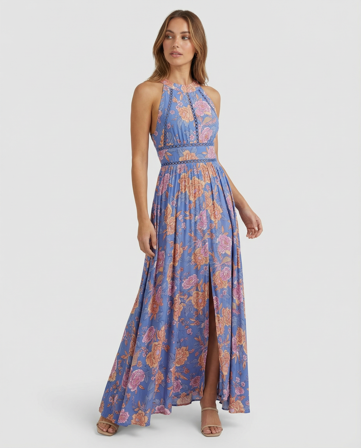 Marlowe | Women's Floral Halter Neck Boho Maxi Dress