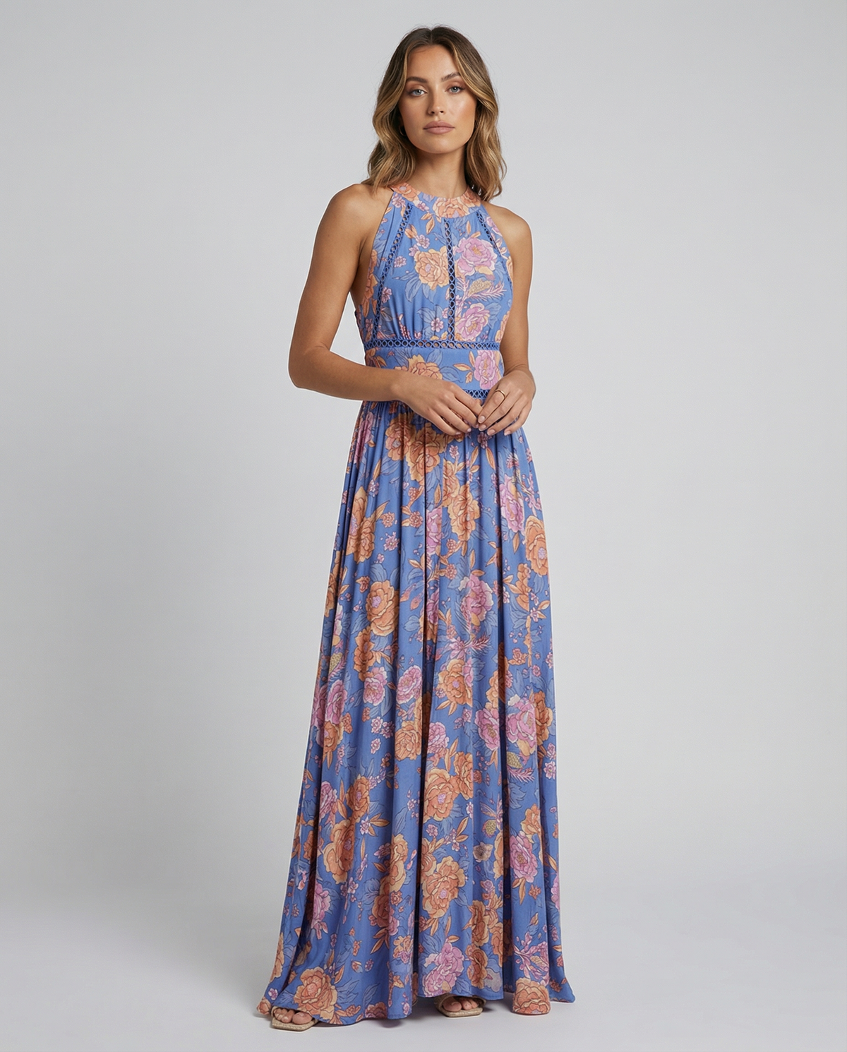 Marlowe | Women's Floral Halter Neck Boho Maxi Dress