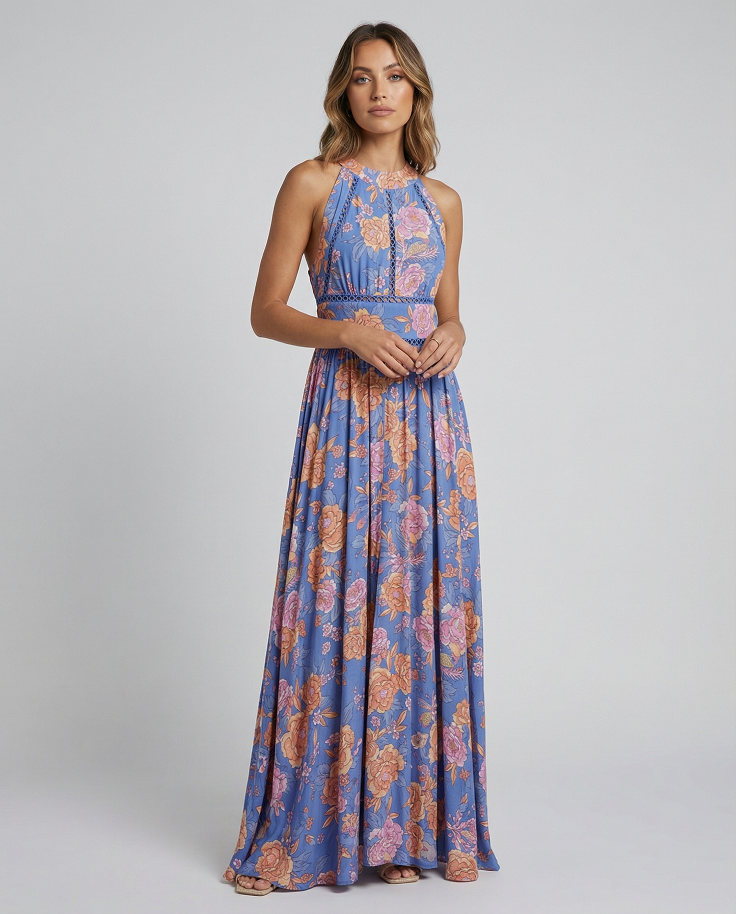 Marlowe | Women's Floral Halter Neck Boho Maxi Dress