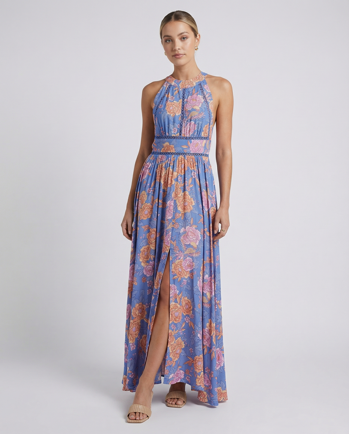 Marlowe | Women's Floral Halter Neck Boho Maxi Dress