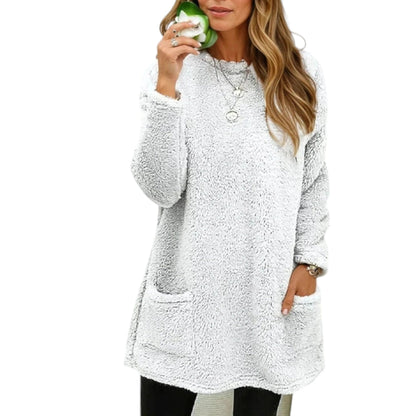 Marlowsen | Women's Fleece Longline Pocket Winter Pullover Sweater