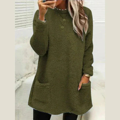 Marlowsen | Women's Fleece Longline Pocket Winter Pullover Sweater
