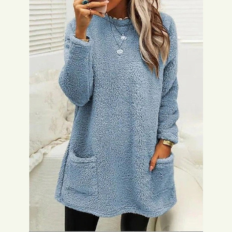 Marlowsen | Women's Fleece Longline Pocket Winter Pullover Sweater