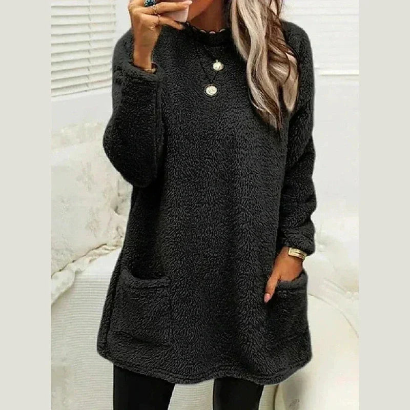 Marlowsen | Women's Fleece Longline Pocket Winter Pullover Sweater