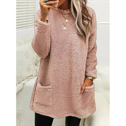 Marlowsen | Women's Fleece Longline Pocket Winter Pullover Sweater