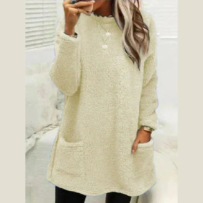 Marlowsen | Women's Fleece Longline Pocket Winter Pullover Sweater
