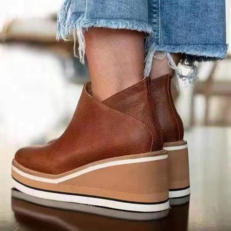 Talise | Women's Waterproof Side-Zip Platform Wedge Ankle Boot