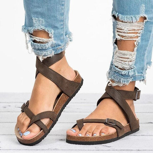 Bianca | Women's Orthopedic Cork Footbed Sandals Crossover Strap