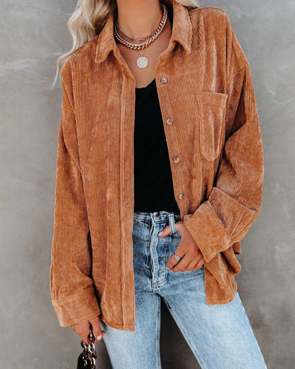 Wrenley | Women's Corduroy Oversized Button Down Shirt