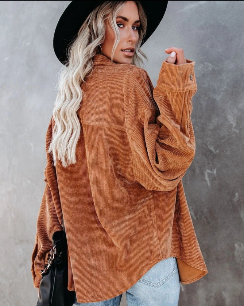 Wrenley | Women's Corduroy Oversized Button Down Shirt