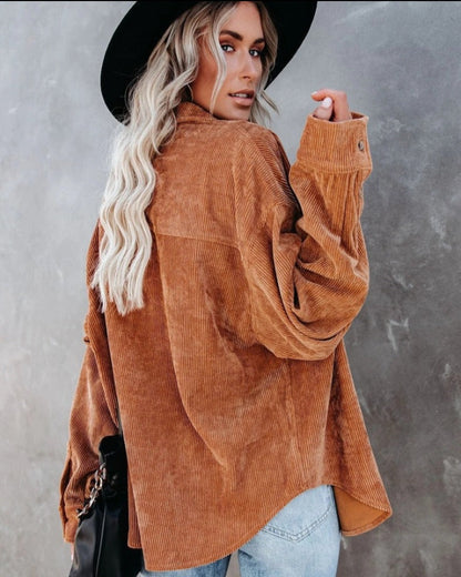 Wrenley | Women's Corduroy Oversized Button Down Shirt