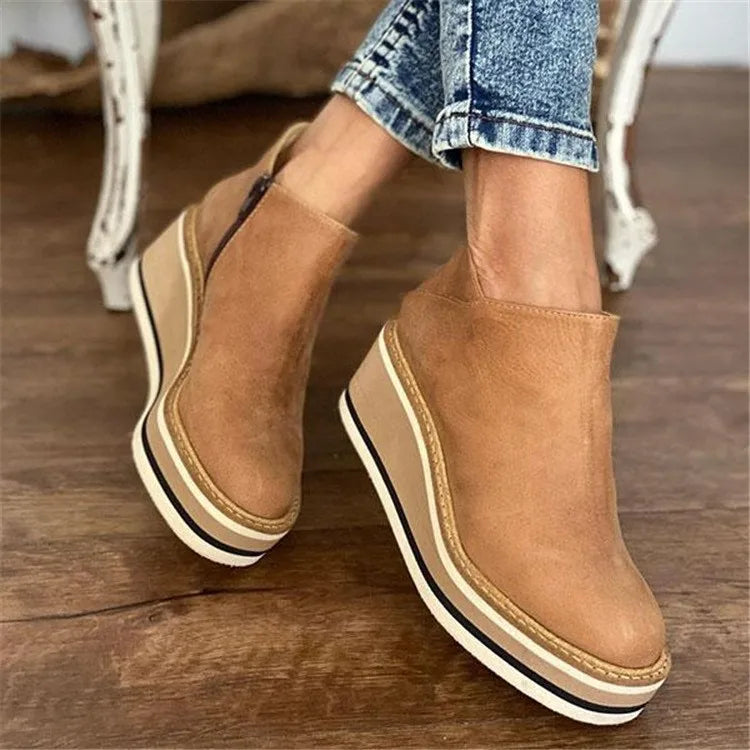 Talise | Women's Waterproof Side-Zip Platform Wedge Ankle Boot