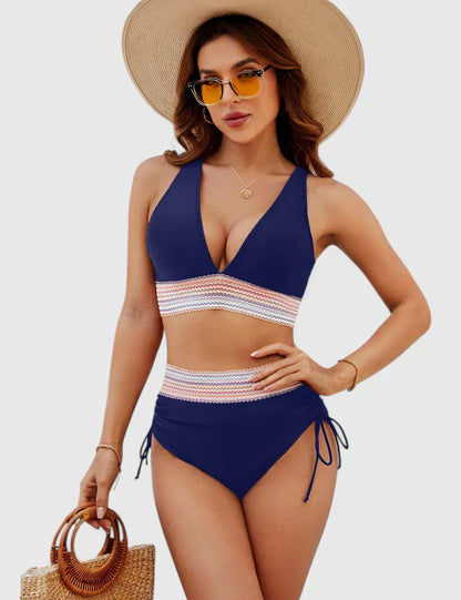 Lily | High Waisted Bikini Set Halter V Neck