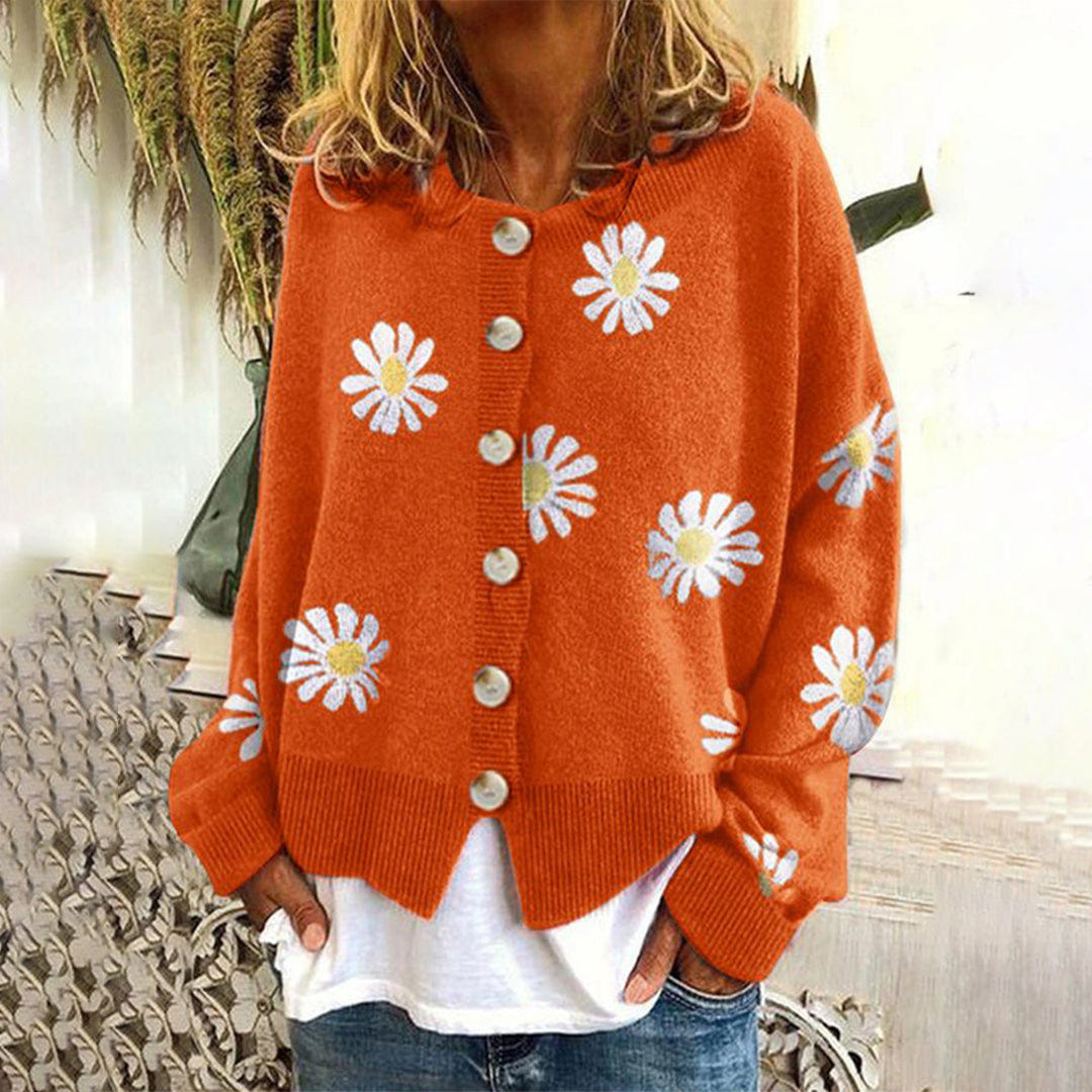 Rosalie | Women's Floral Button-Front Knitted Cardigan