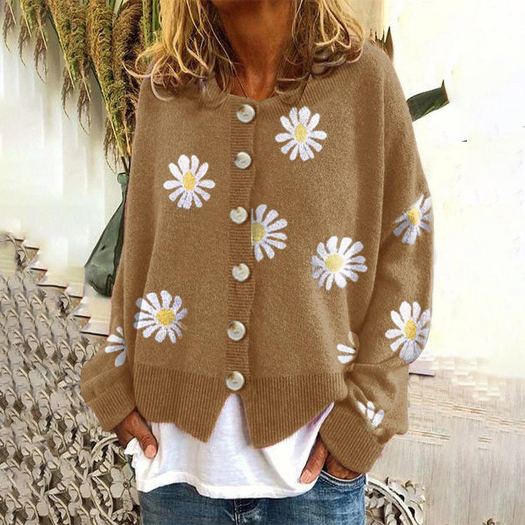 Rosalie | Women's Floral Button-Front Knitted Cardigan
