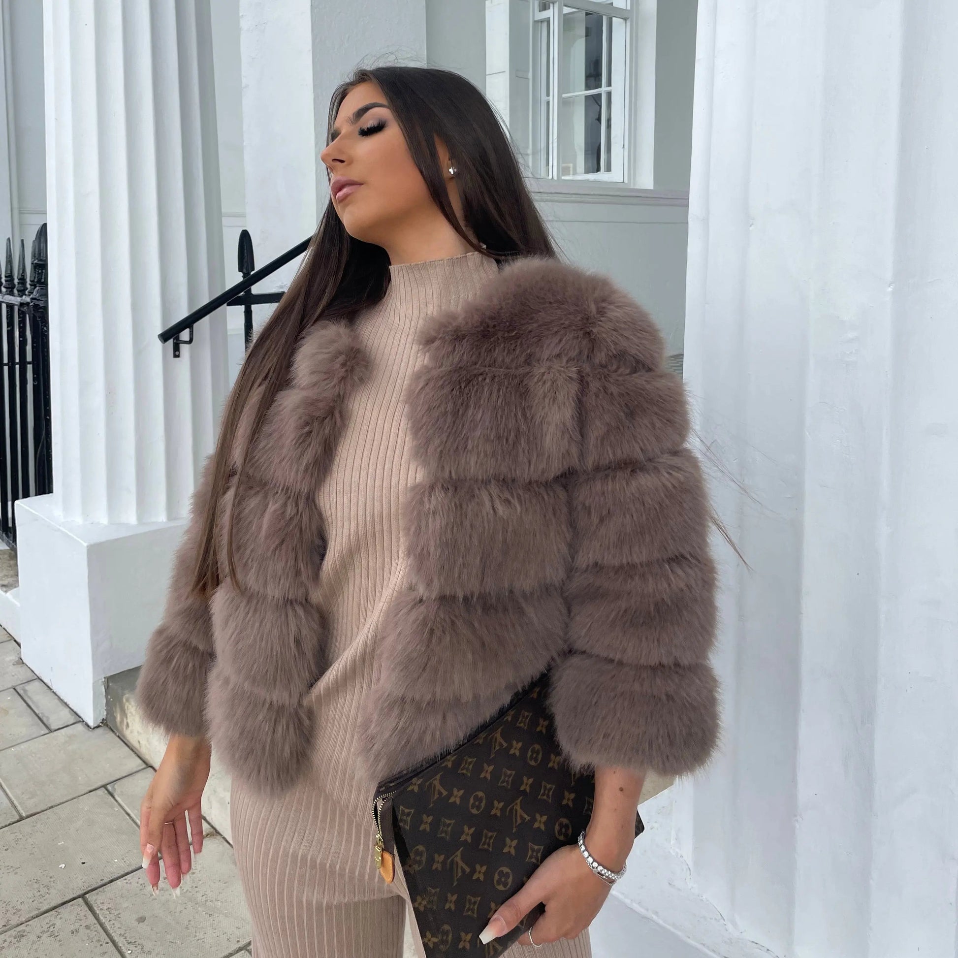 Talia | Women's Faux Fur Cropped Winter Jacket Coat