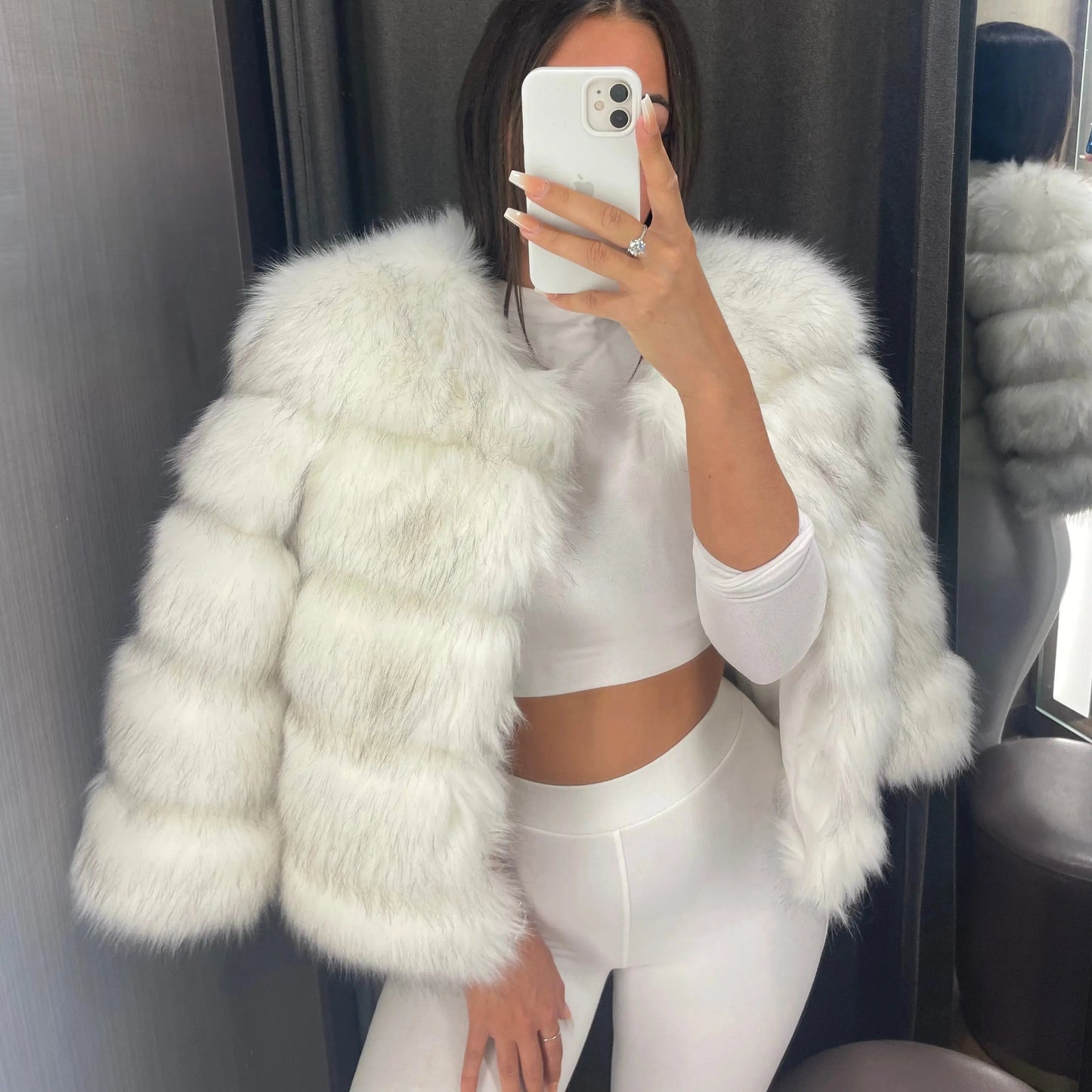 Talia | Women's Faux Fur Cropped Winter Jacket Coat