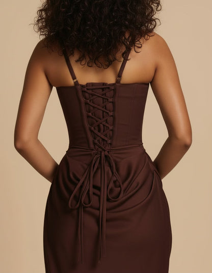 Amara | Women's Corset Bodice Draped Maxi Dress