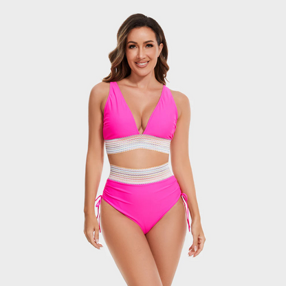 Lily | High Waisted Bikini Set Halter V Neck