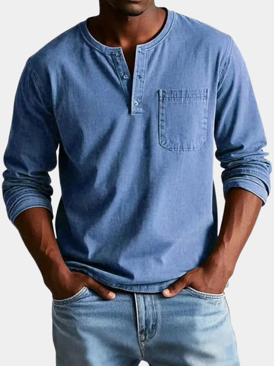 Rowan | Men's Vintage Washed Long Sleeve Henley Shirt