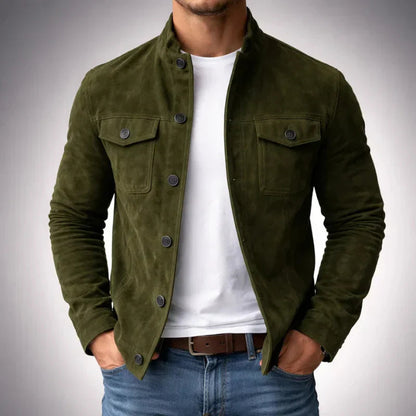 Alden | Men's Suede Button-Up Stand Collar Jacket