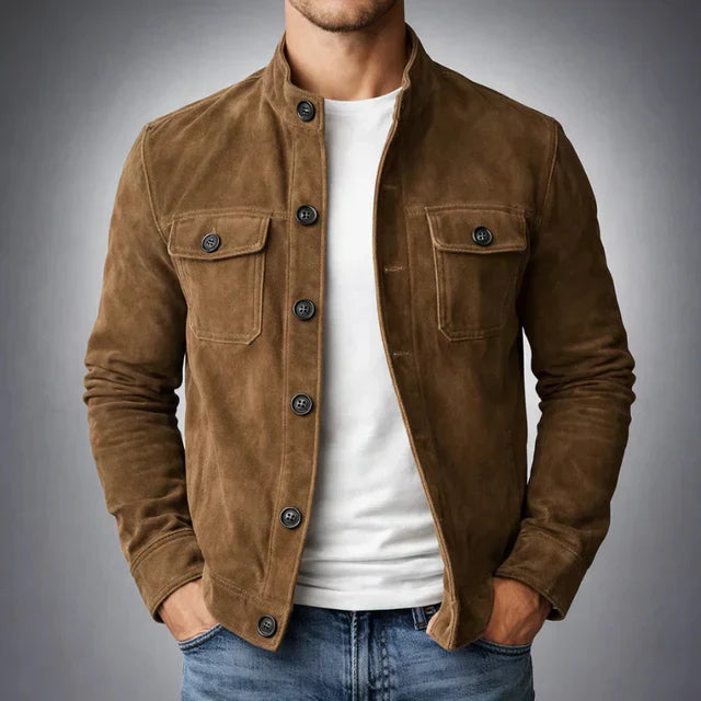 Alden | Men's Suede Button-Up Stand Collar Jacket