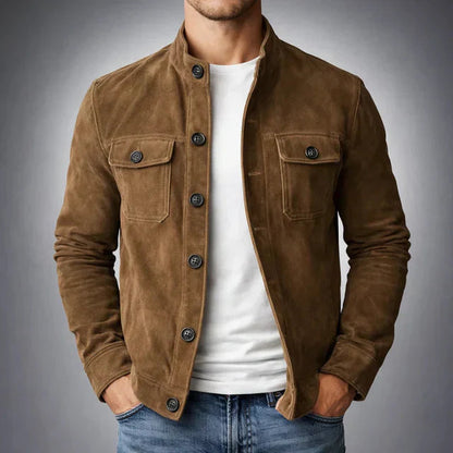 Alden | Men's Suede Button-Up Stand Collar Jacket