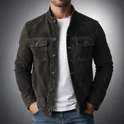 Alden | Men's Suede Button-Up Stand Collar Jacket