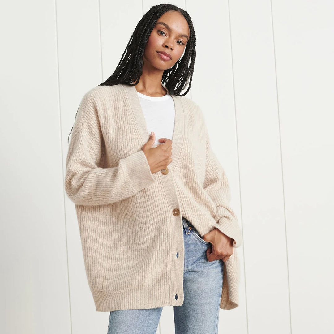 Odette | Women's Oversized Rib-Knit Button-Front Cardigan
