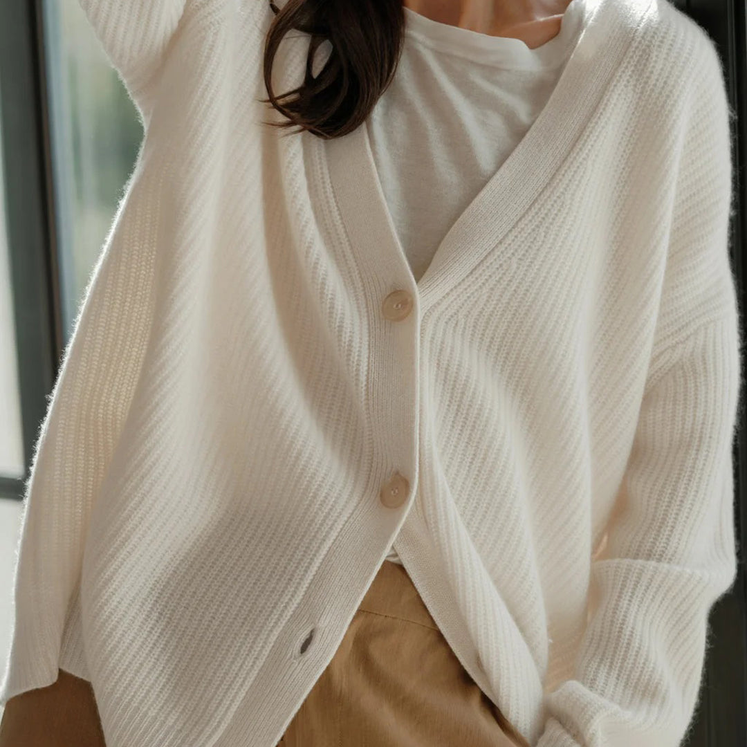 Odette | Women's Oversized Rib-Knit Button-Front Cardigan