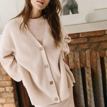 Odette | Women's Oversized Rib-Knit Button-Front Cardigan