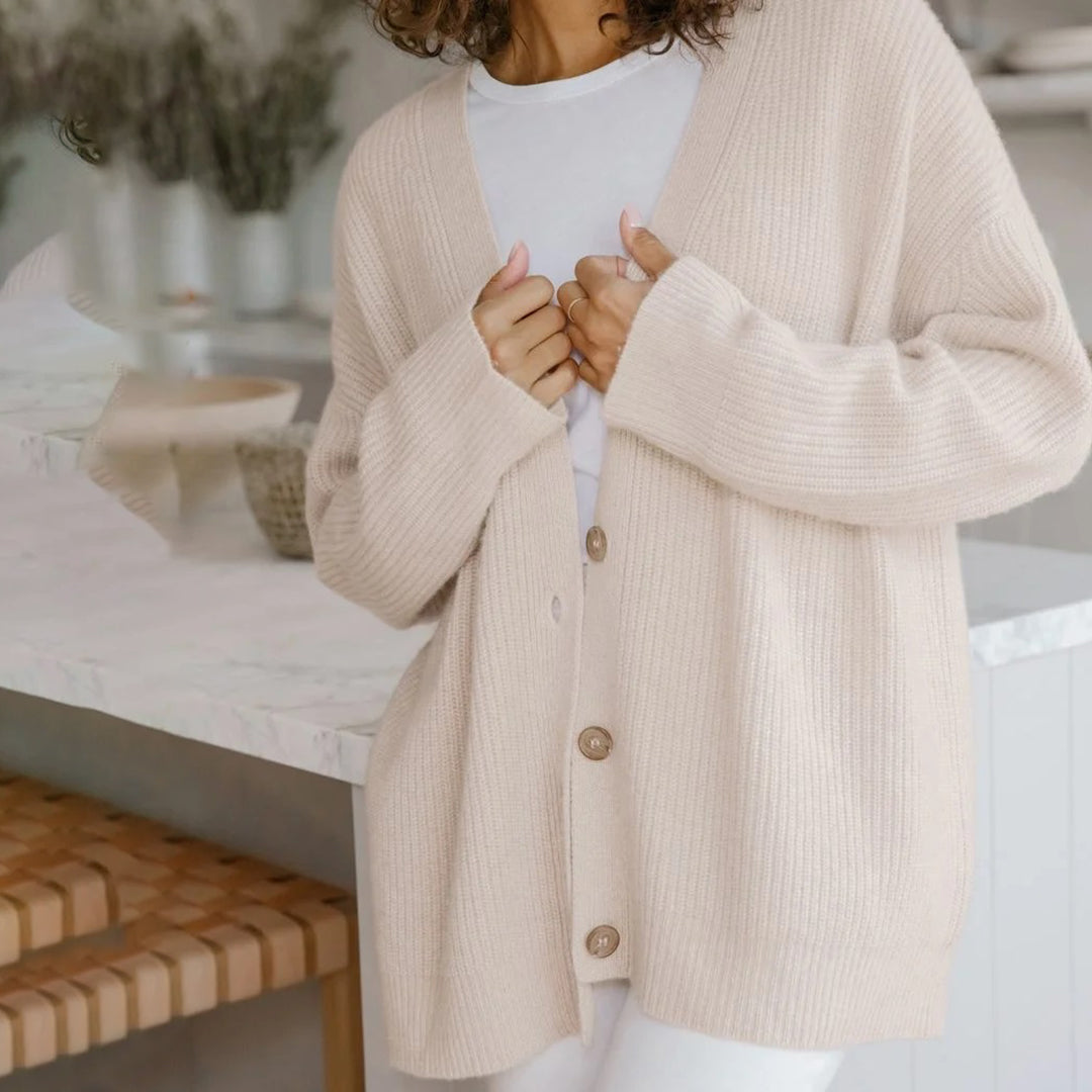 Odette | Women's Oversized Rib-Knit Button-Front Cardigan