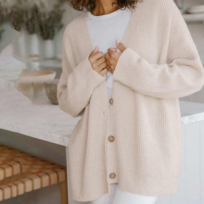 Odette | Women's Oversized Rib-Knit Button-Front Cardigan