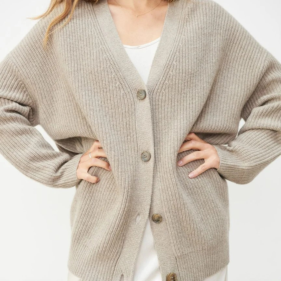 Odette | Women's Oversized Rib-Knit Button-Front Cardigan
