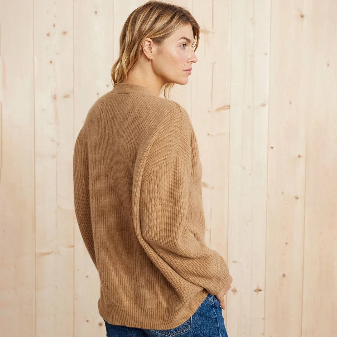 Odette | Women's Oversized Rib-Knit Button-Front Cardigan