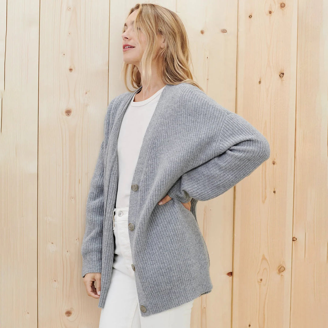 Odette | Women's Oversized Rib-Knit Button-Front Cardigan
