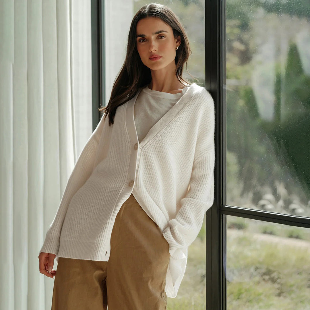 Odette | Women's Oversized Rib-Knit Button-Front Cardigan