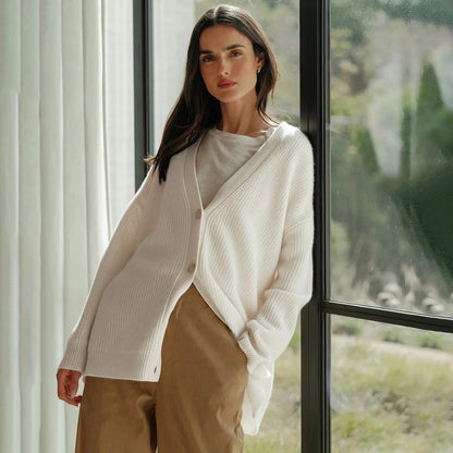 Odette | Women's Oversized Rib-Knit Button-Front Cardigan