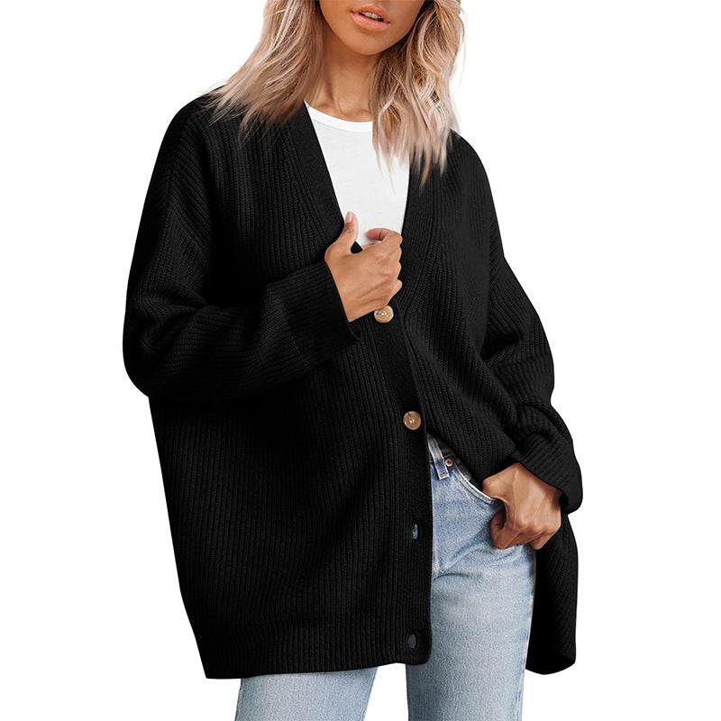 Odette | Women's Oversized Rib-Knit Button-Front Cardigan