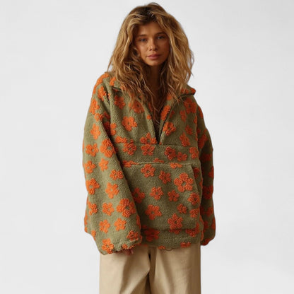 Marlowe | Women's Floral Sherpa Half Zip Fleece Pullover