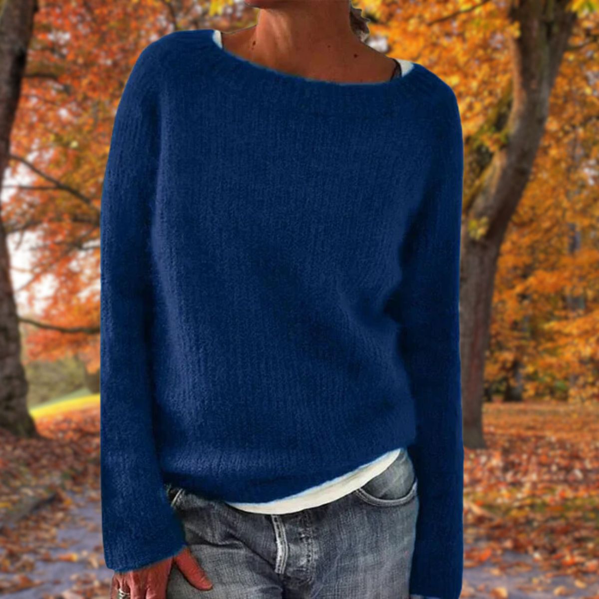 Rosanne | Women's Knit Boat Neck Long Sleeve Sweater