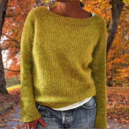 Rosanne | Women's Knit Boat Neck Long Sleeve Sweater