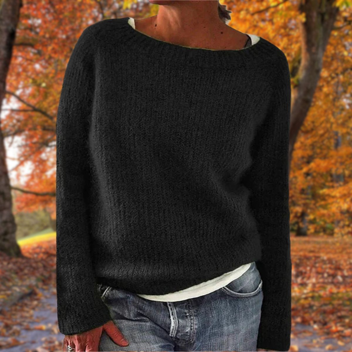 Rosanne | Women's Knit Boat Neck Long Sleeve Sweater