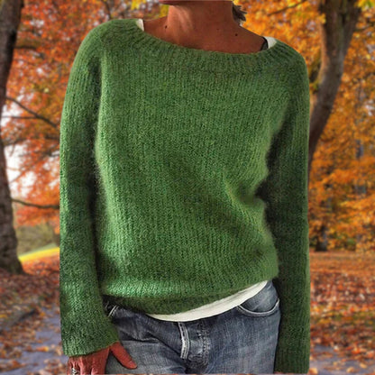 Rosanne | Women's Knit Boat Neck Long Sleeve Sweater