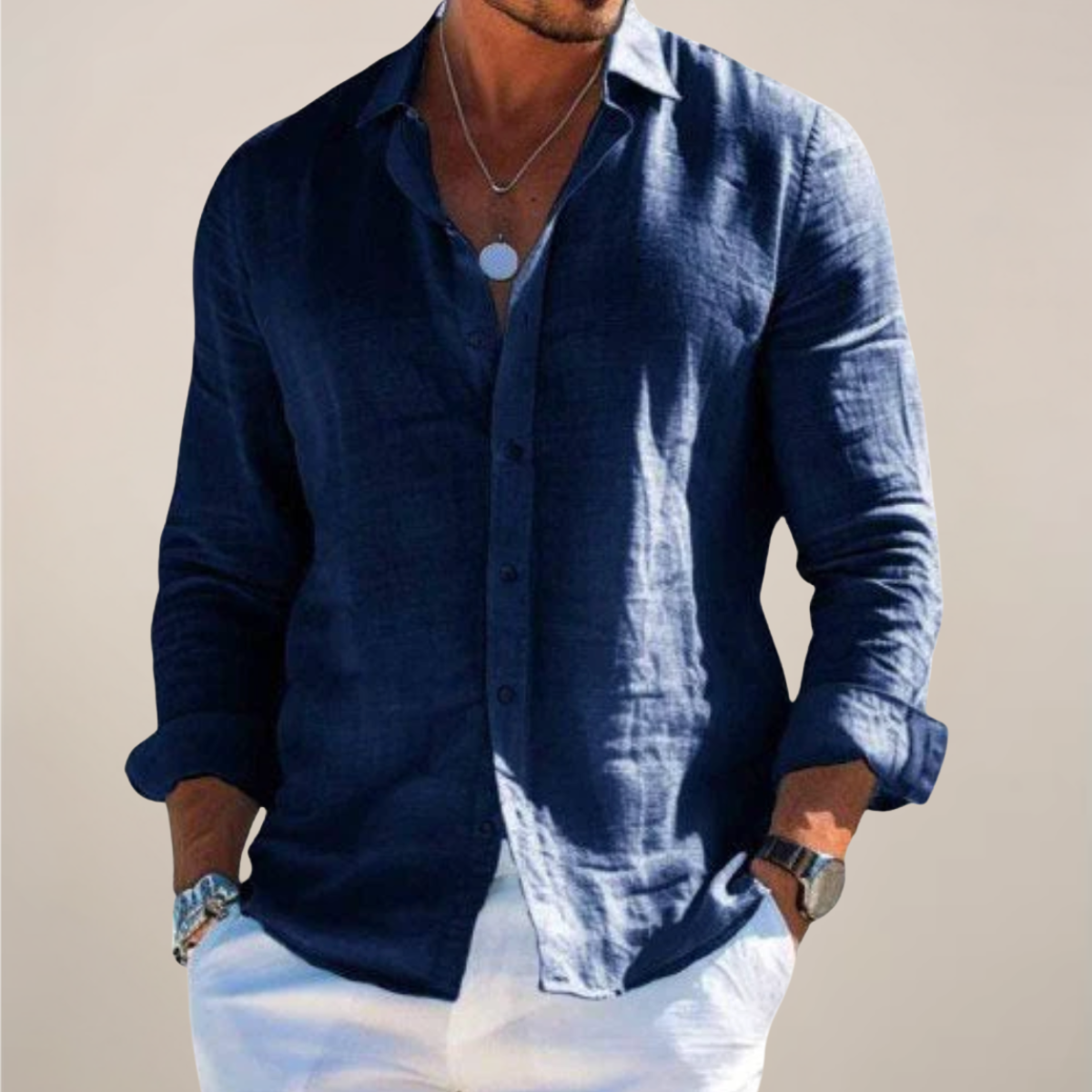 Liam | Lapel Collar Button Down Long Sleeve Relaxed Casual Shirt