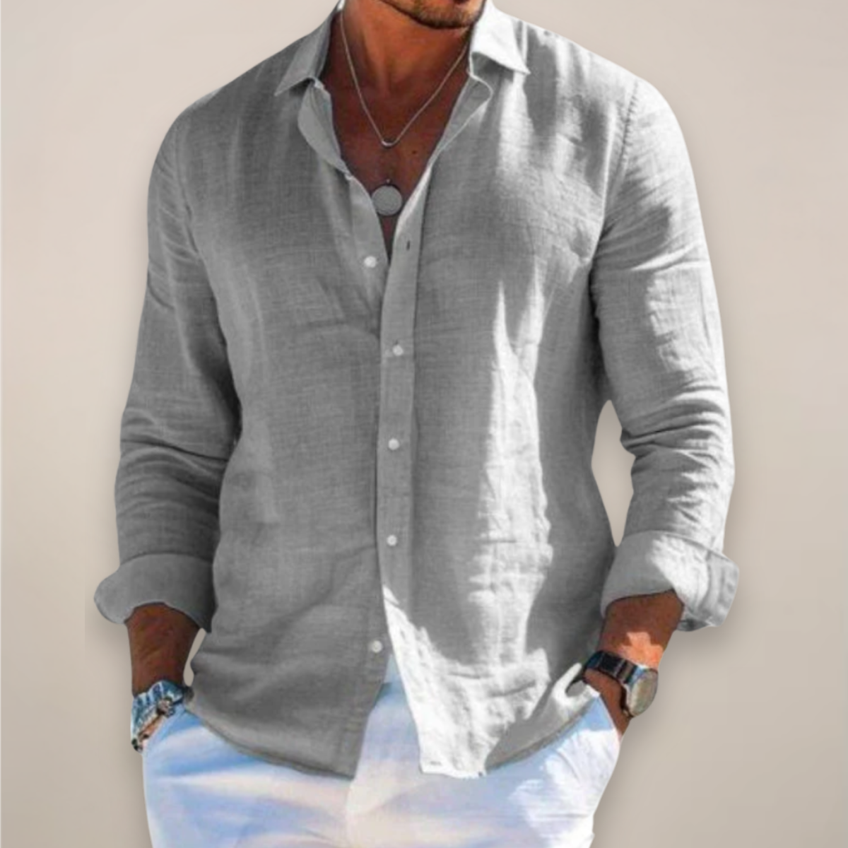 Liam | Lapel Collar Button Down Long Sleeve Relaxed Casual Shirt