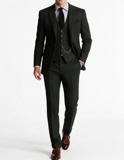 Percival | Men's Tweed Herringbone Three Piece Suit