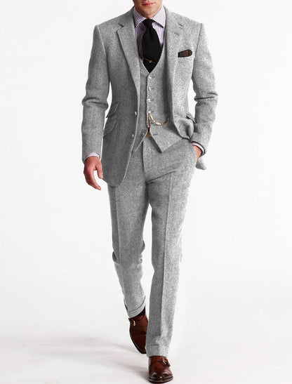Percival | Men's Tweed Herringbone Three Piece Suit