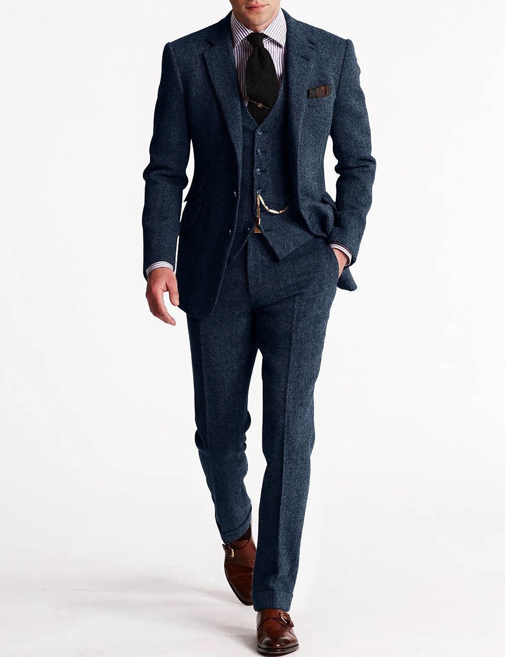 Percival | Men's Tweed Herringbone Three Piece Suit