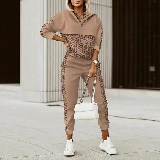 Adira | Women's Casual Patterned Zip-Neck Loungewear Tracksuit